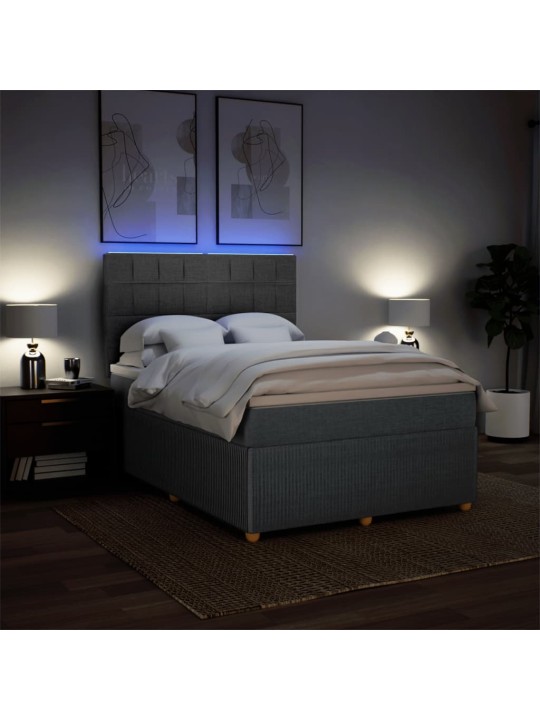 Box spring postel s matrací tmavě šedá 140x200 cm textil