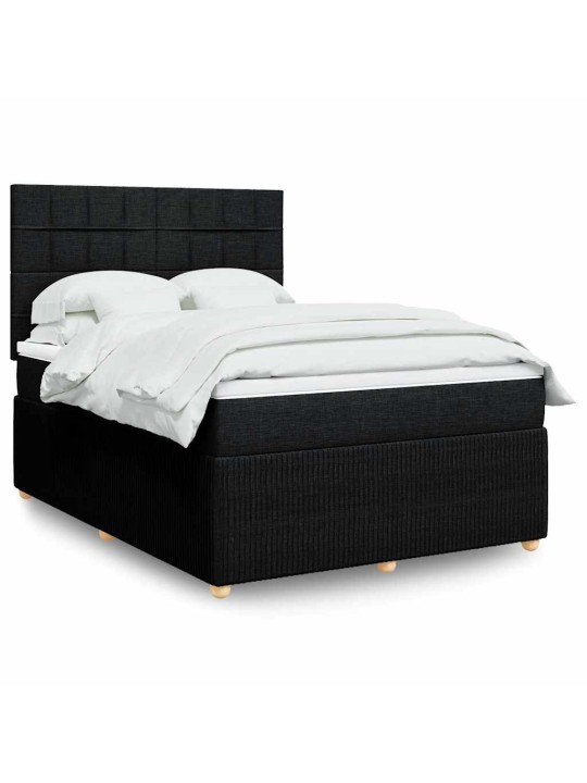 Box spring postel s matrací černá 140x200 cm textil