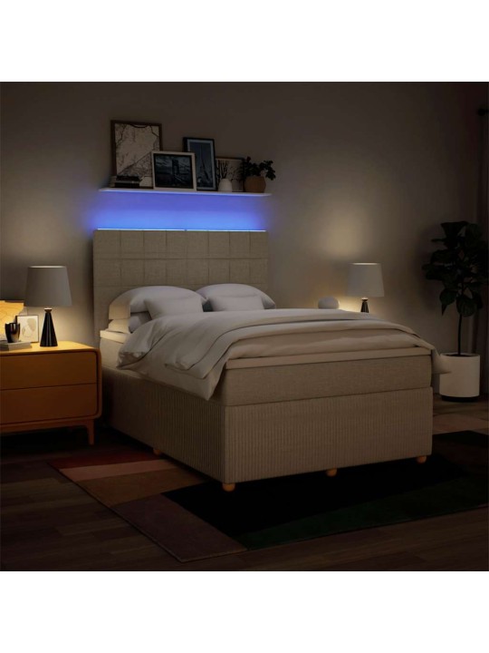Box spring postel s matrací krémová 140x200 cm textil