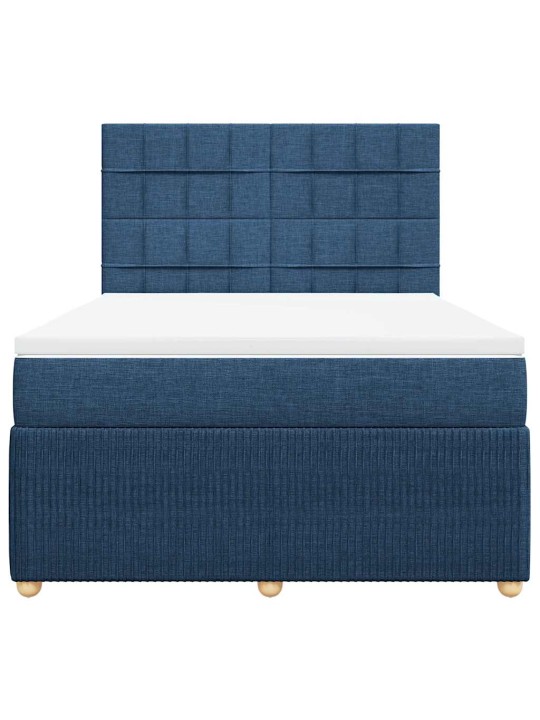 Box spring postel s matrací modrá 140x200 cm textil