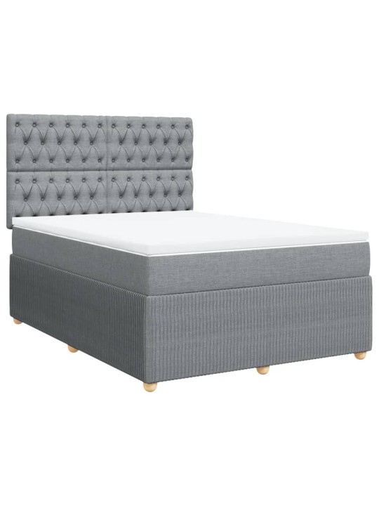 Box spring postel s matrací světle šedá 140 x 200 cm textil