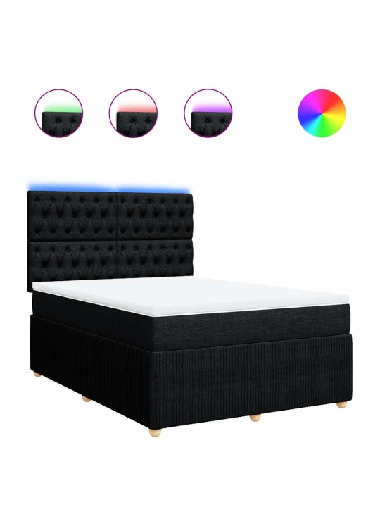 Box spring postel s matrací černá 140x200 cm textil
