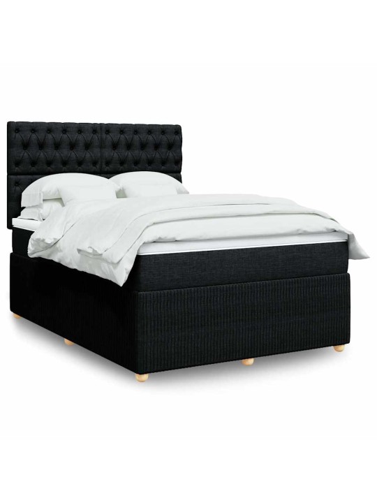Box spring postel s matrací černá 140x200 cm textil