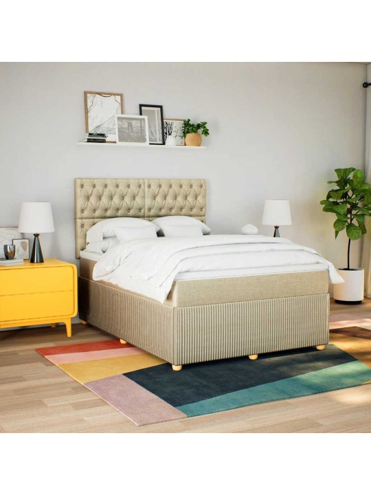 Box spring postel s matrací krémová 140x200 cm textil