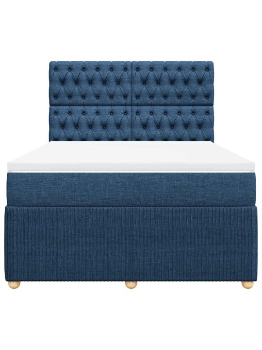 Box spring postel s matrací modrá 140x200 cm textil