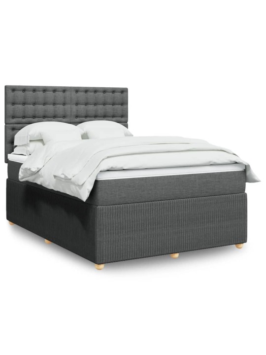 Box spring postel s matrací tmavě šedá 140x200 cm textil