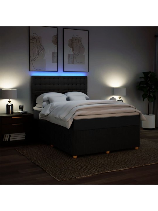 Box spring postel s matrací černá 140x200 cm textil