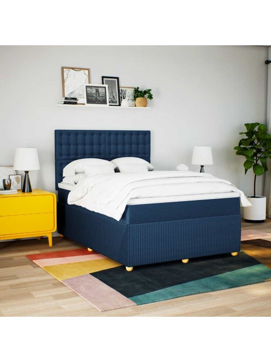 Box spring postel s matrací modrá 140x200 cm textil