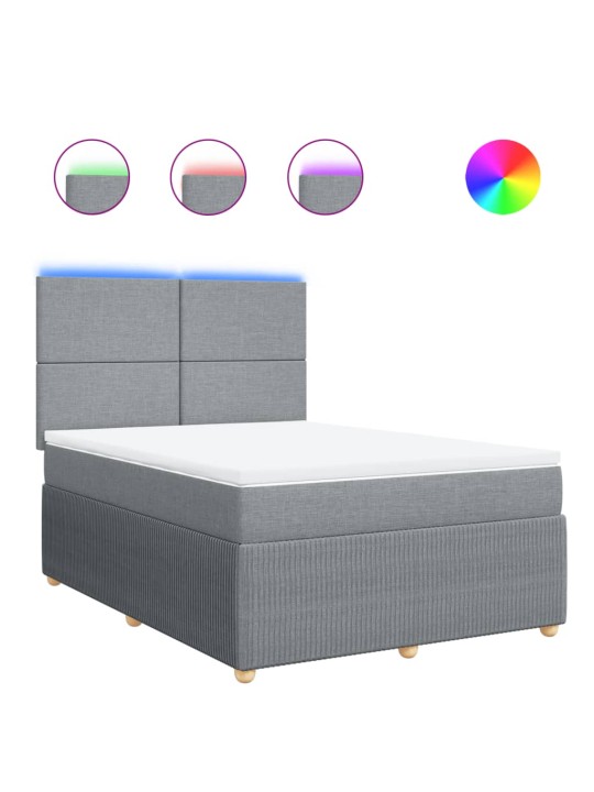 Box spring postel s matrací světle šedá 160 x 200 cm textil