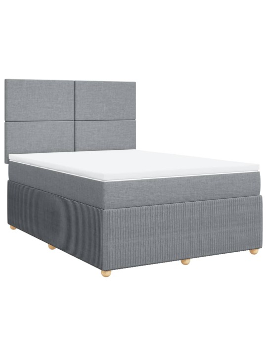 Box spring postel s matrací světle šedá 160 x 200 cm textil