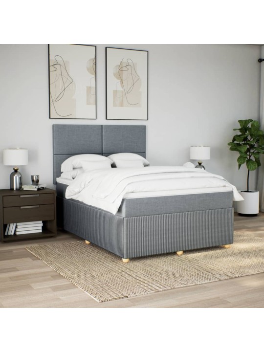 Box spring postel s matrací světle šedá 160 x 200 cm textil