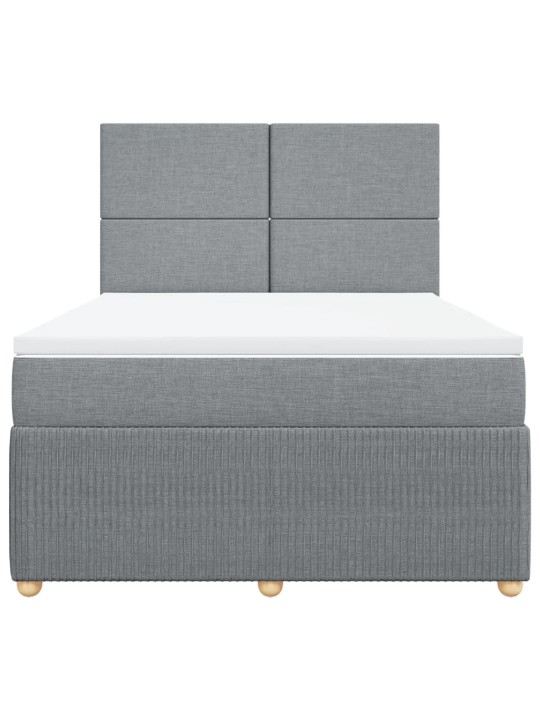 Box spring postel s matrací světle šedá 160 x 200 cm textil