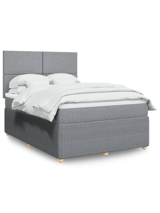 Box spring postel s matrací světle šedá 160 x 200 cm textil