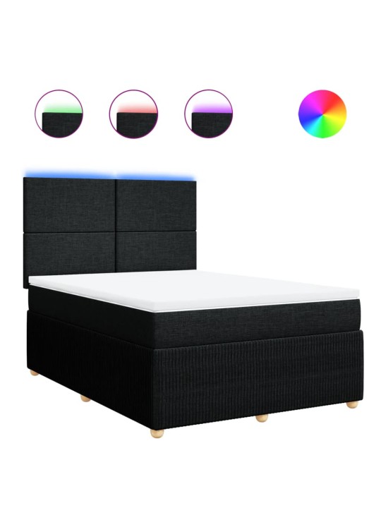 Box spring postel s matrací černá 160x200 cm textil