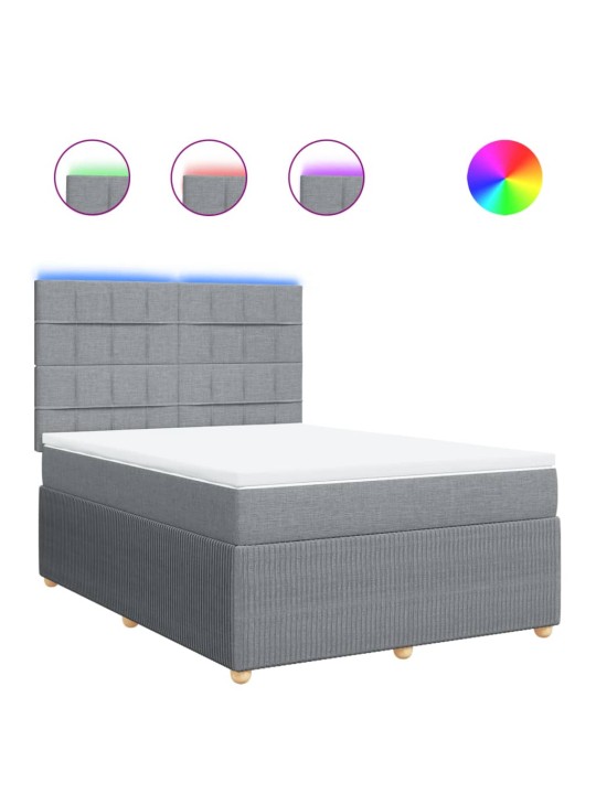 Box spring postel s matrací světle šedá 160 x 200 cm textil