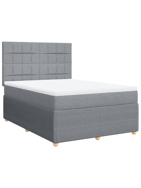 Box spring postel s matrací světle šedá 160 x 200 cm textil