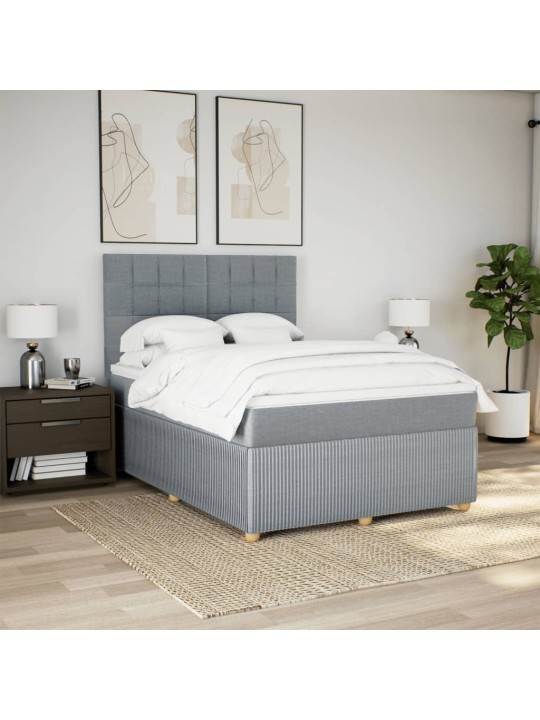 Box spring postel s matrací světle šedá 160 x 200 cm textil