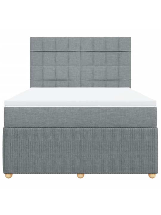 Box spring postel s matrací světle šedá 160 x 200 cm textil