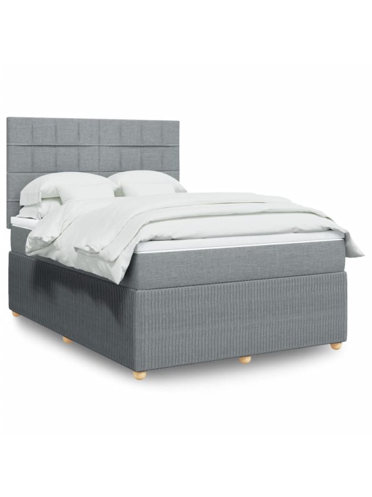 Box spring postel s matrací světle šedá 160 x 200 cm textil