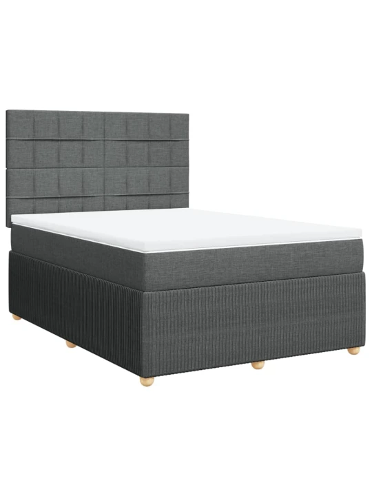 Box spring postel s matrací tmavě šedá 160x200 cm textil