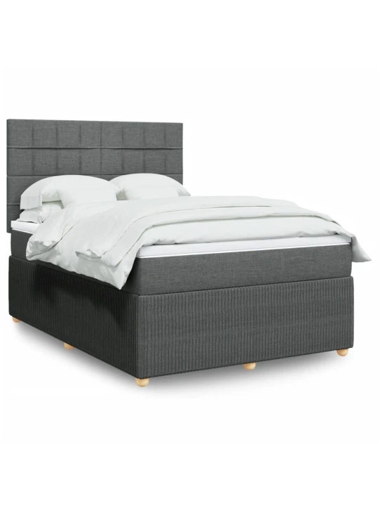 Box spring postel s matrací tmavě šedá 160x200 cm textil