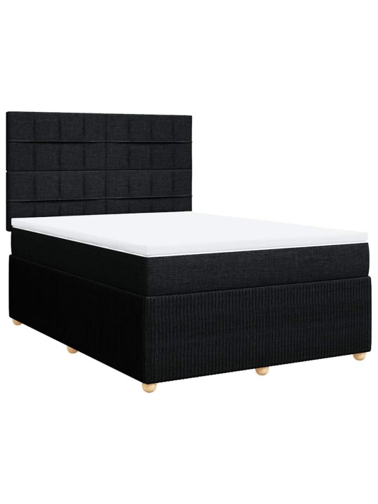 Box spring postel s matrací černá 160x200 cm textil