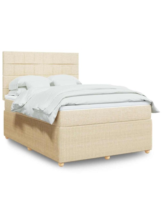 Box spring postel s matrací krémová 160x200 cm textil