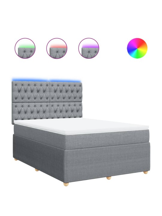 Box spring postel s matrací světle šedá 160 x 200 cm textil