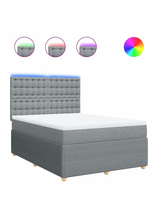 Box spring postel s matrací světle šedá 160 x 200 cm textil