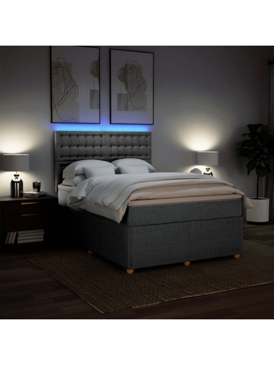 Box spring postel s matrací světle šedá 160 x 200 cm textil