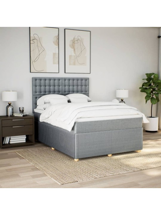 Box spring postel s matrací světle šedá 160 x 200 cm textil
