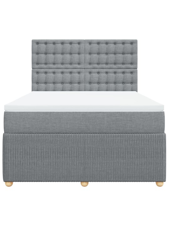 Box spring postel s matrací světle šedá 160 x 200 cm textil
