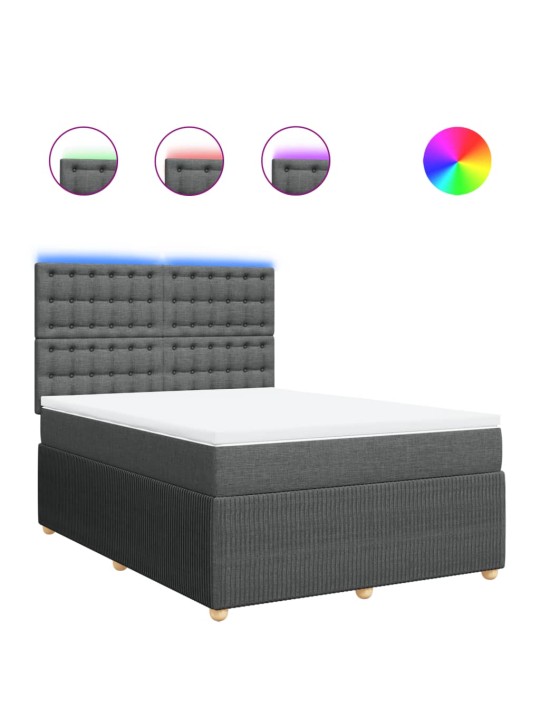 Box spring postel s matrací tmavě šedá 160x200 cm textil