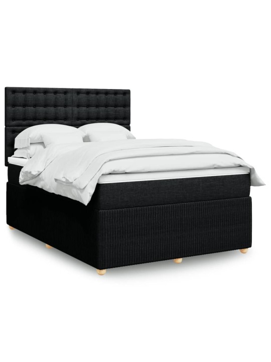 Box spring postel s matrací černá 160x200 cm textil