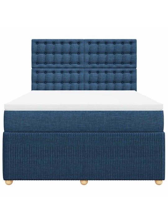 Box spring postel s matrací modrá 160x200 cm textil
