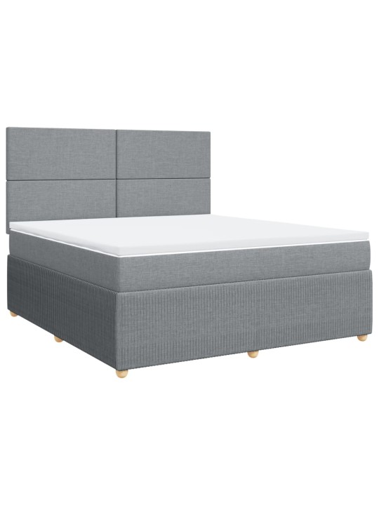 Box spring postel s matrací světle šedá 180 x 200 cm textil