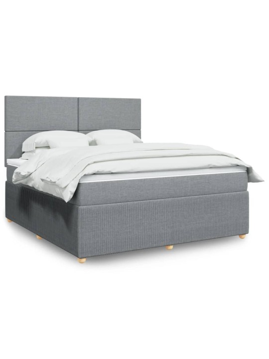 Box spring postel s matrací světle šedá 180 x 200 cm textil