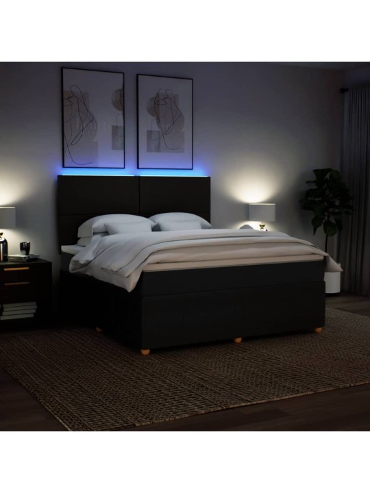 Box spring postel s matrací černá 180x200 cm textil