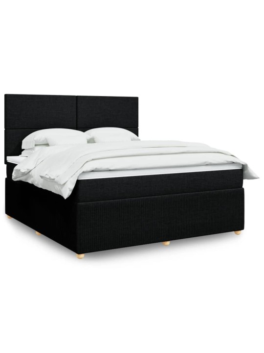 Box spring postel s matrací černá 180x200 cm textil