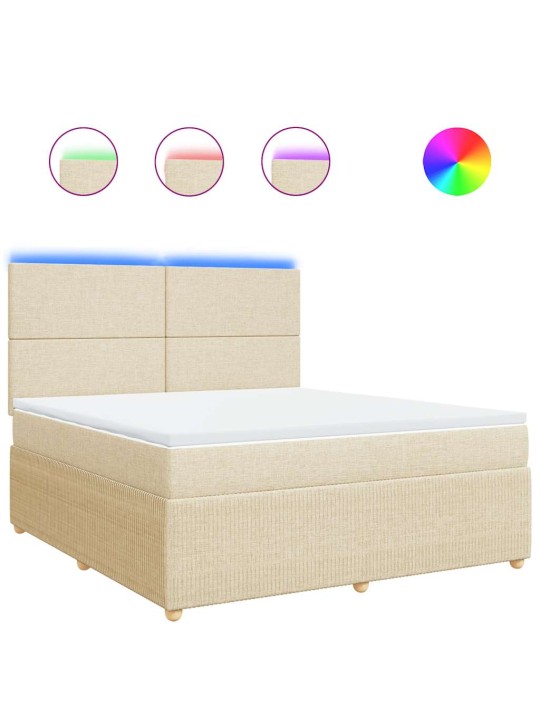 Box spring postel s matrací krémová 180x200 cm textil