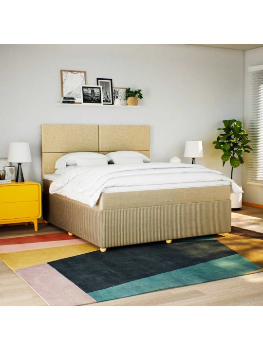 Box spring postel s matrací krémová 180x200 cm textil
