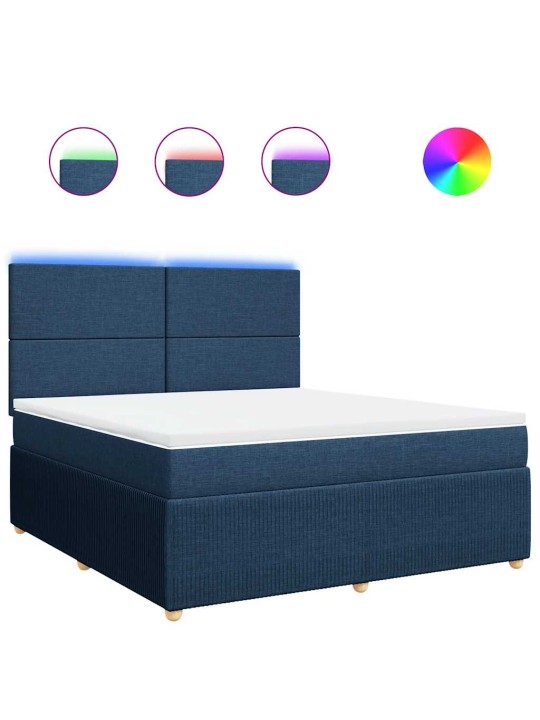 Box spring postel s matrací modrá 180x200 cm textil
