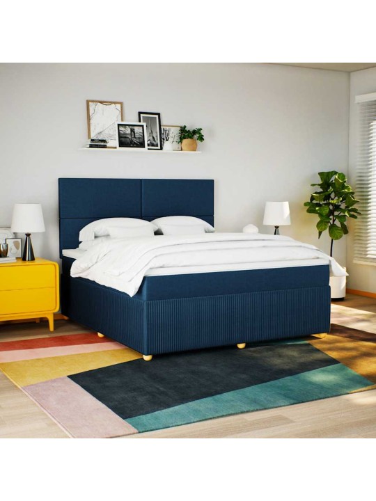 Box spring postel s matrací modrá 180x200 cm textil