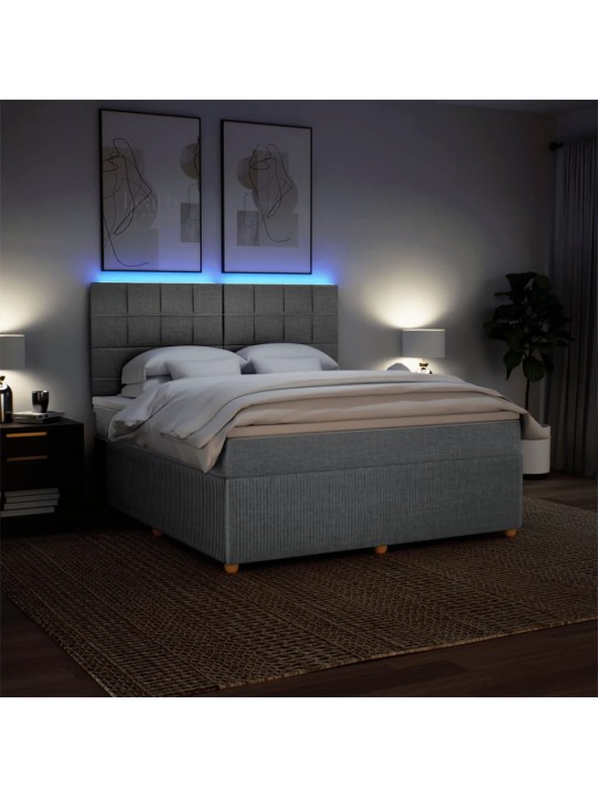 Box spring postel s matrací světle šedá 180 x 200 cm textil