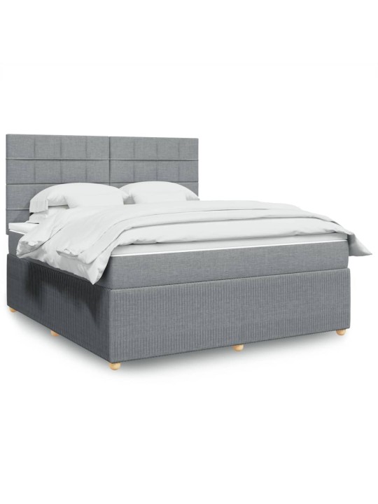 Box spring postel s matrací světle šedá 180 x 200 cm textil