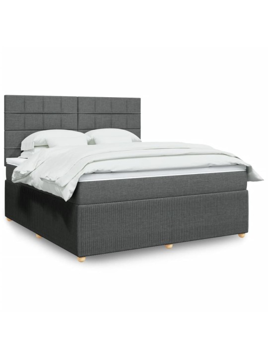 Box spring postel s matrací tmavě šedá 180x200 cm textil
