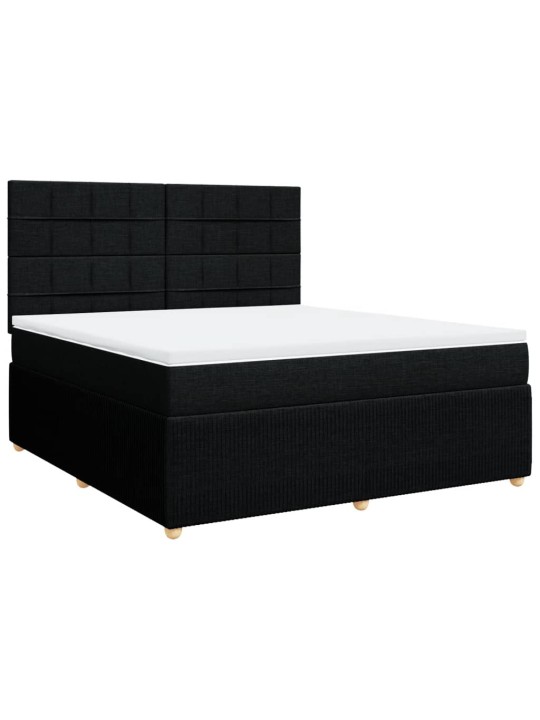 Box spring postel s matrací černá 180x200 cm textil