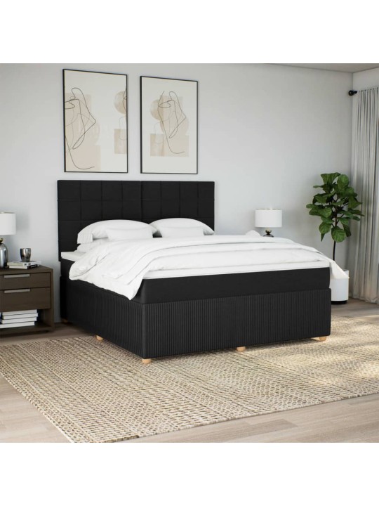 Box spring postel s matrací černá 180x200 cm textil