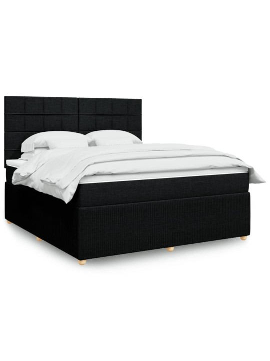 Box spring postel s matrací černá 180x200 cm textil