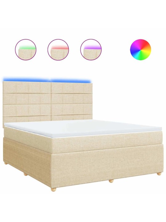Box spring postel s matrací krémová 180x200 cm textil
